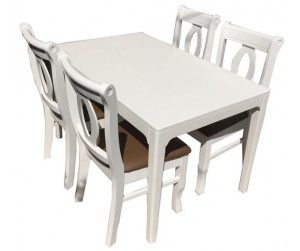 Bộ bàn ăn 4 ghế INGOLF WHITE (hết hàng)